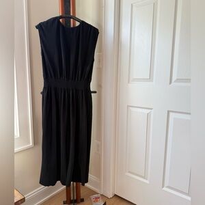 Pleated Black Sleeveless Dress